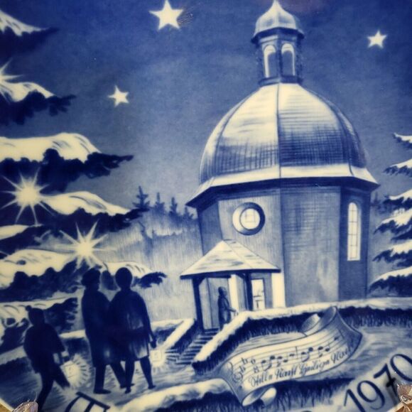 Vintage 1970 Bareuther Weihnachten Fine China Blue Holiday Plate Bavaria Germany - Picture 5 of 6